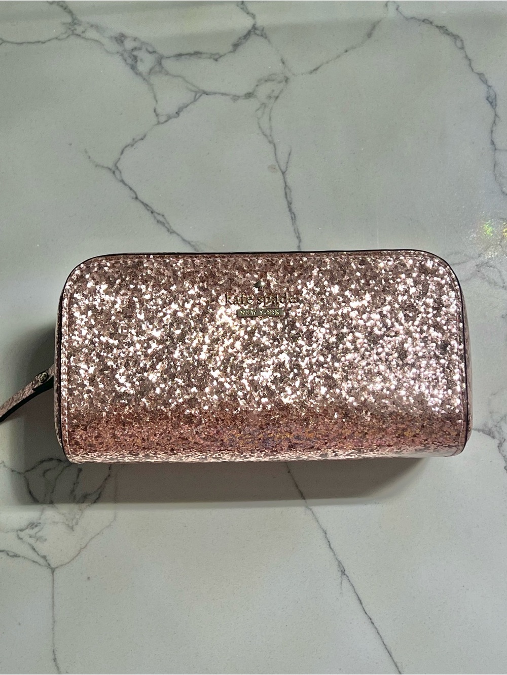 kate spade pink Glitter Cosmetic Case